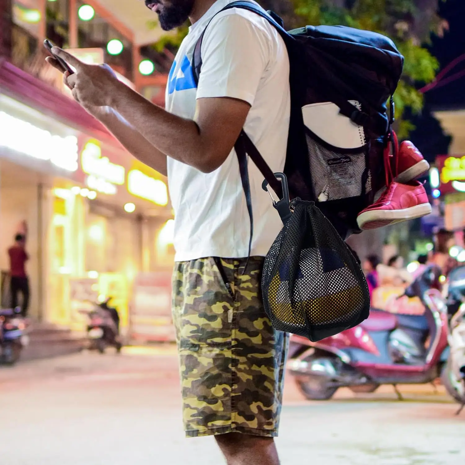 Portable Drawstring Basketball Backpack Mesh Bag Football Soccer Volleyball Ball Storage Bags Outdoor Sports Traveling Gym Yoga - Image 2