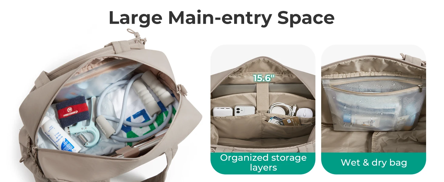 BAGSMART Sport Bag For Tennis Sports Gym Duffle Bags with Shoe Compartment Wet Pocket Overnight Weekend Travel Bag - Image 13