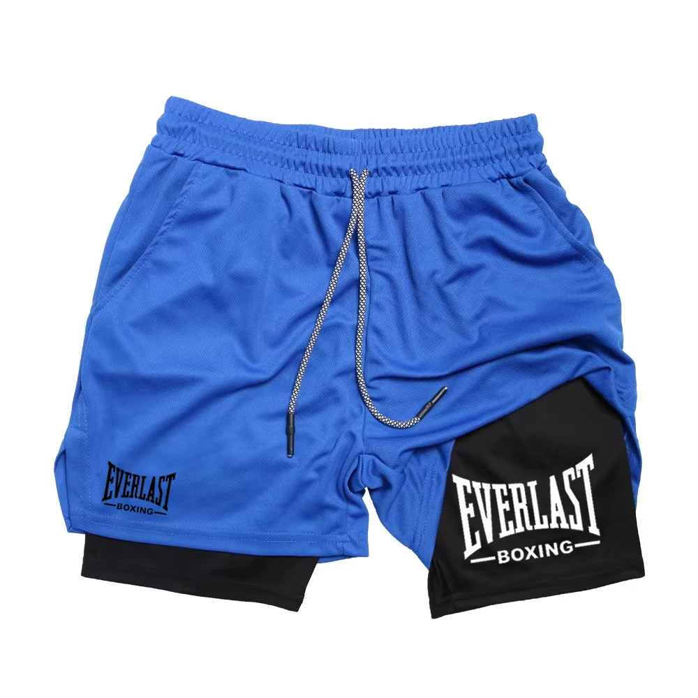 Men's compression gym shorts, EVERLAST printed sports pants, double layered, quick drying, basketball, muscle, fitness RL0365 - Image 7