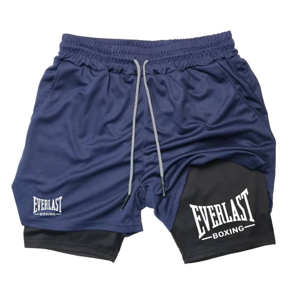 Men's compression gym shorts, EVERLAST printed sports pants, double layered, quick drying, basketball, muscle, fitness RL0365 - Image 5