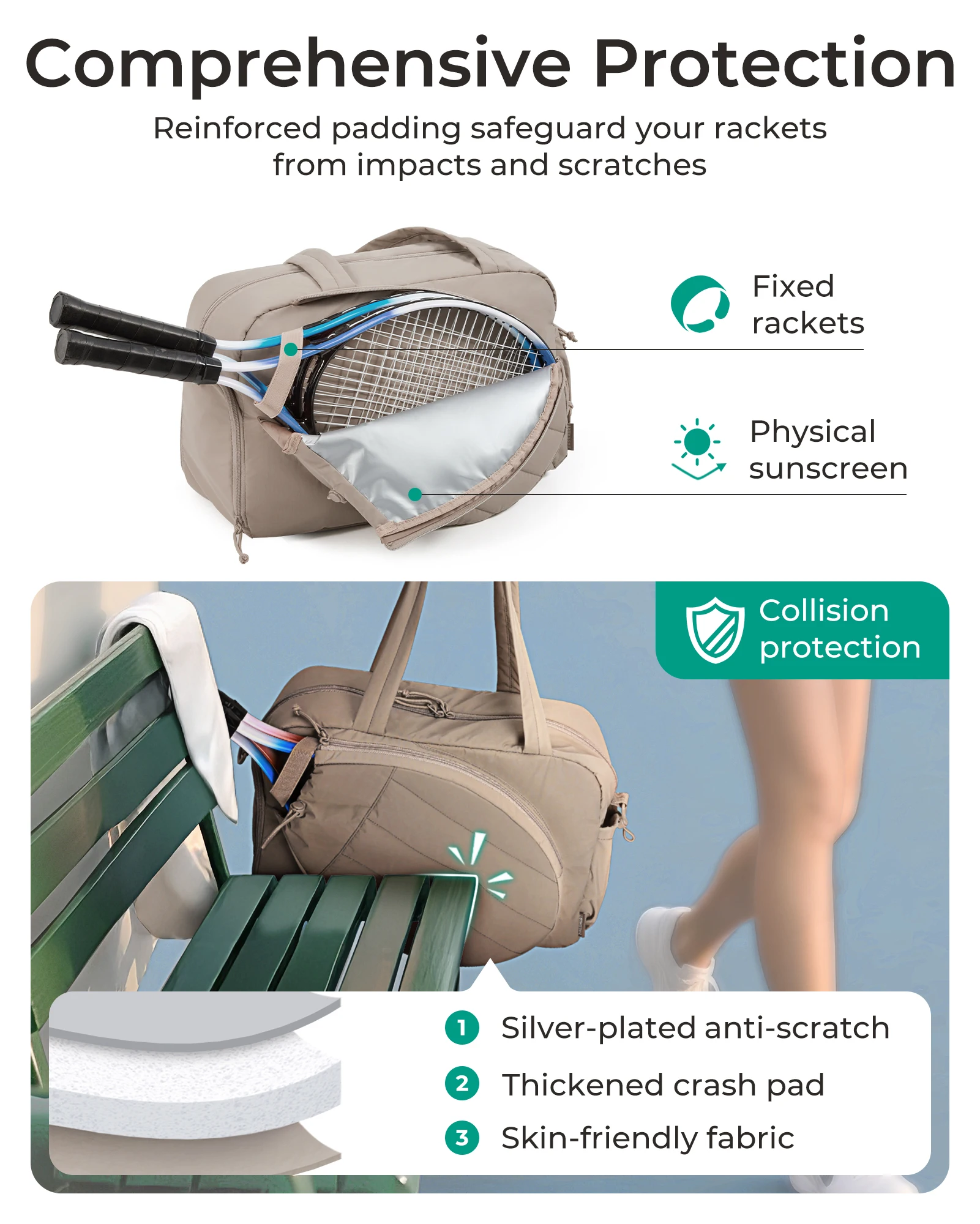 BAGSMART Sport Bag For Tennis Sports Gym Duffle Bags with Shoe Compartment Wet Pocket Overnight Weekend Travel Bag - Image 4