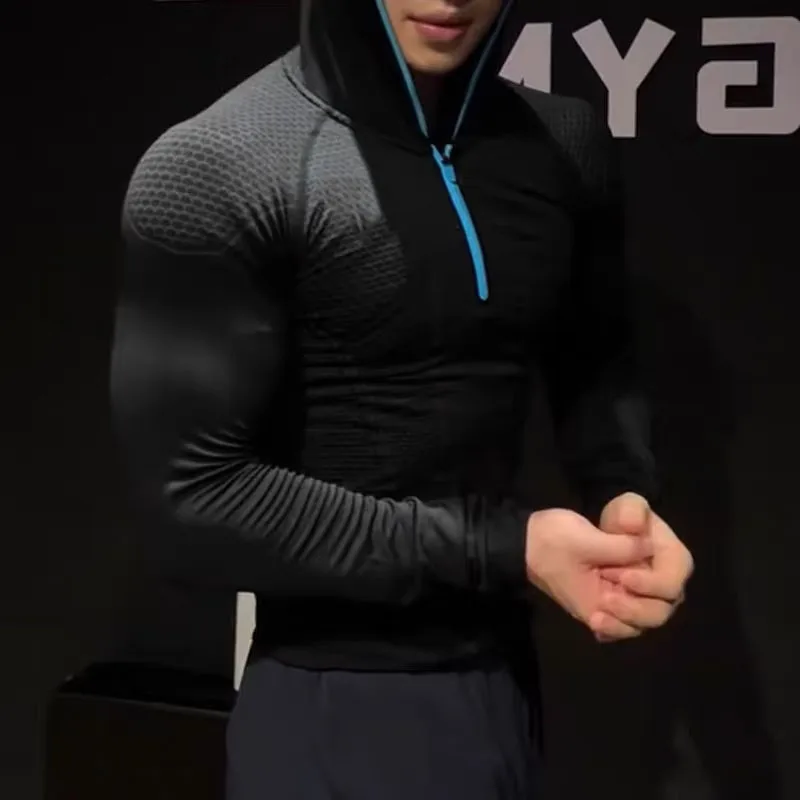 Gym Zipper Hoodie 1.0 Fitness Long Sleeve Men's Autumn/winter Classic Super Hero Cycling Running Speed Dry Hoodie Long T-shirt - Image 19