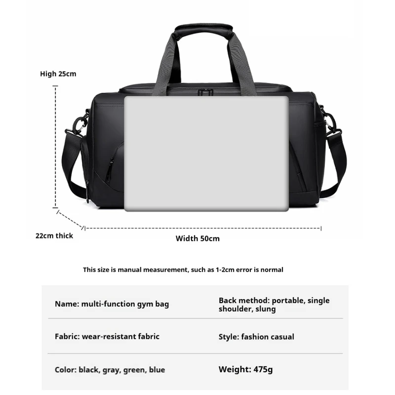 Sports Gym Bag, Large Capacity Handbag,Portable Travel Duffel Bag, Multi-compartment with Shoes Storage,Perfect for Vacation,Gym - Image 2