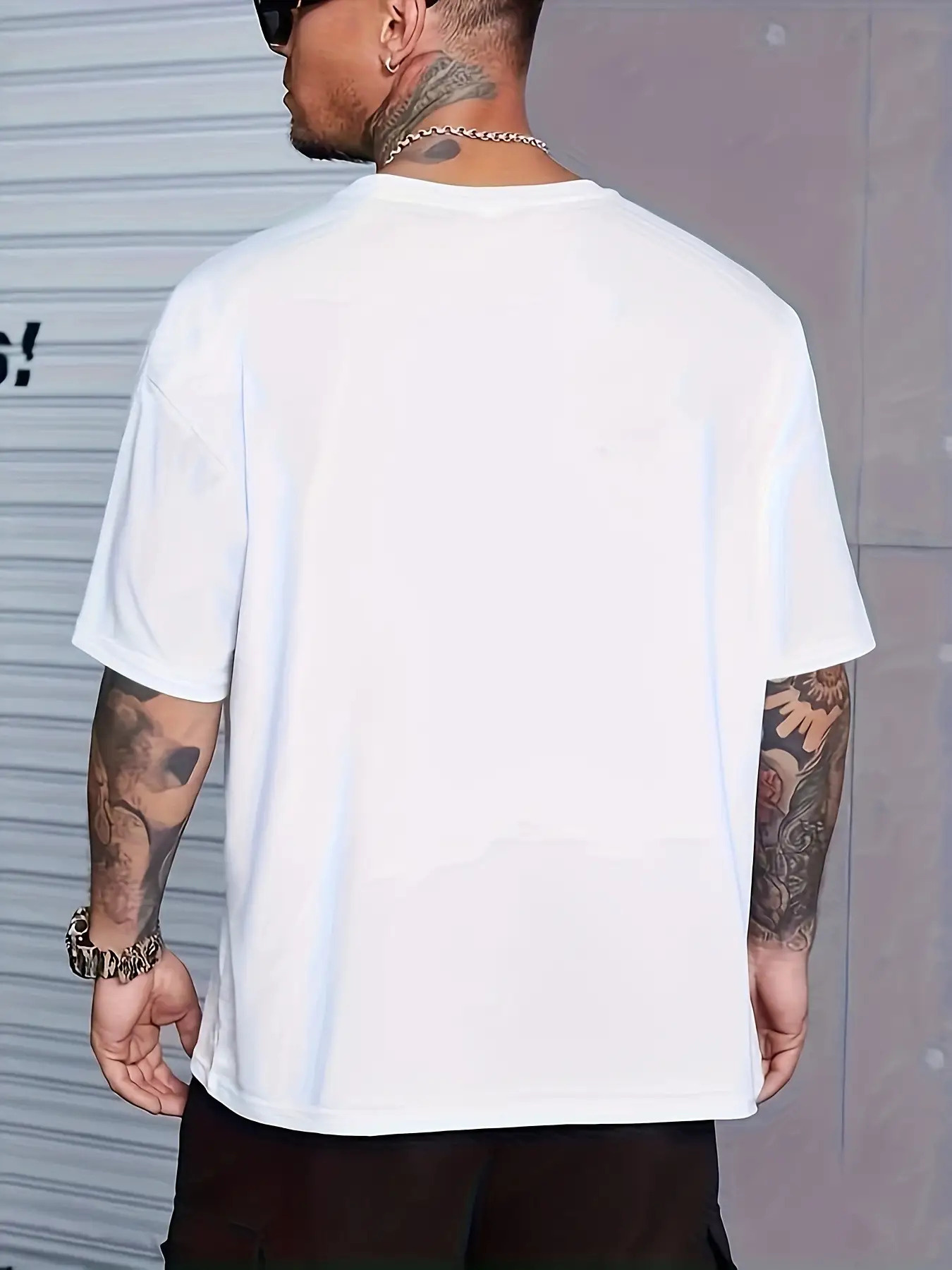 Men's Heavy Weights & Protein Shakes Gym T-Shirt - Plus Size Retro Bodybuilding Tee, Machine Washable Workout Shirt for Weightlifting & Casual Streetwear - Black with White Text Design, Fitness Apparel, Vintage Fitness Style, Highquality Print, Slogan Top - Image 10