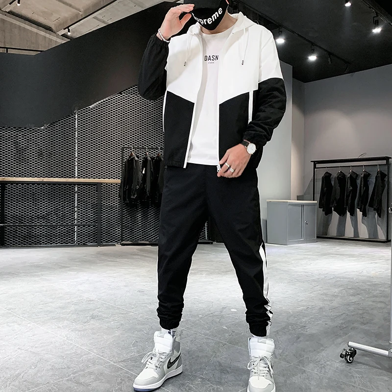 2025 Men Tracksuit Casual Joggers Hooded Sportswear Jackets And Pants 2 Piece Sets Hip Hop Running Sports Suit - Image 7