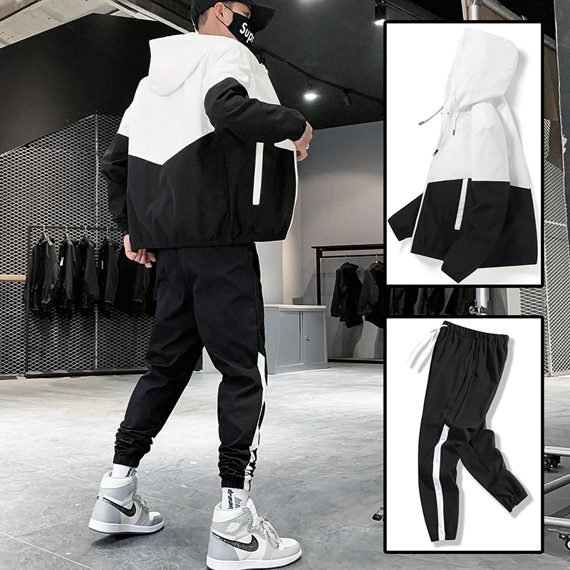 2025 Men Tracksuit Casual Joggers Hooded Sportswear Jackets And Pants 2 Piece Sets Hip Hop Running Sports Suit - Image 2
