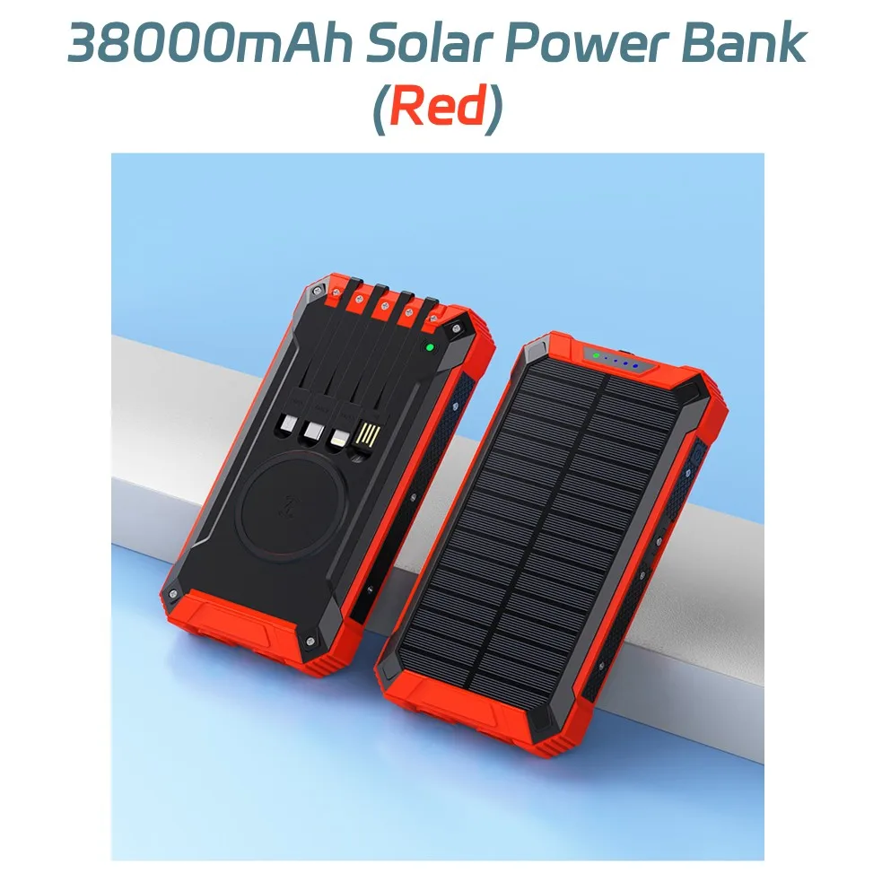 Long-lasting Solar Power Bank, Portable Solar External Battery Pack Built-in Cables, Portable Wireless Charger with Solar Panel - Image 10