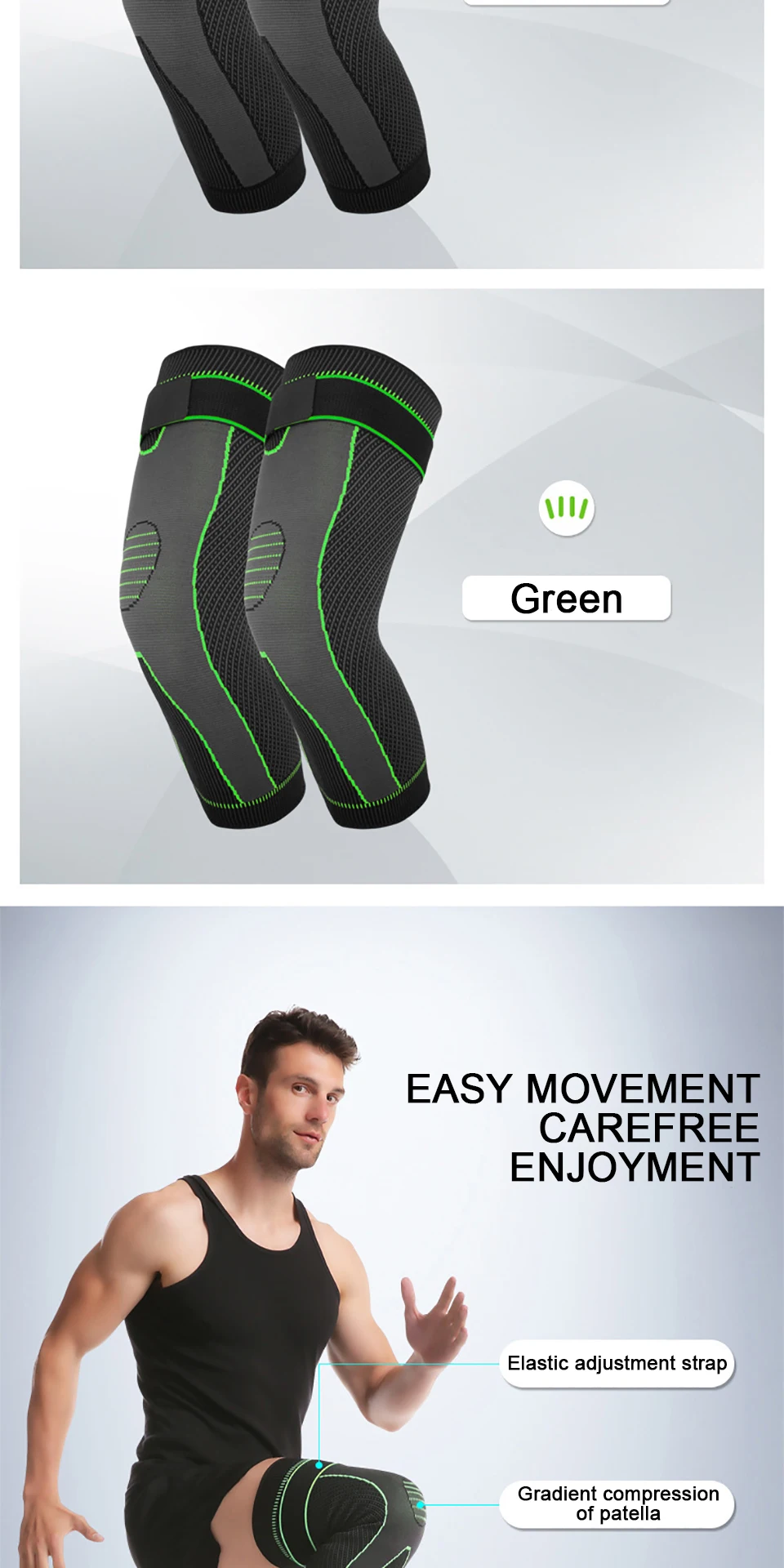 AOLIKES Sport Full Leg Compression Sleeves Knee Braces Support Protector for Weightlifting Arthritis Joint Pain Relief - Image 12