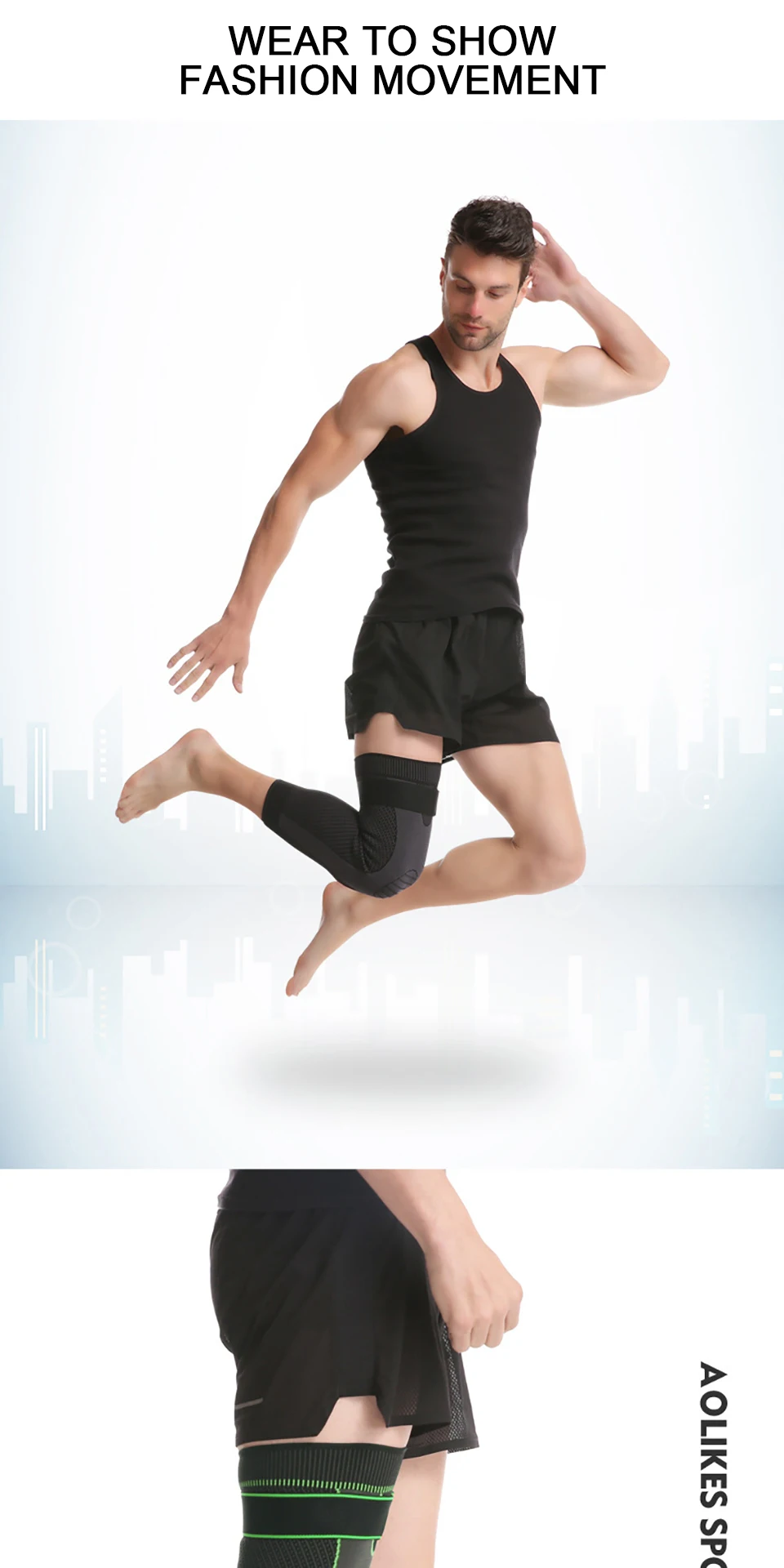 AOLIKES Sport Full Leg Compression Sleeves Knee Braces Support Protector for Weightlifting Arthritis Joint Pain Relief - Image 19