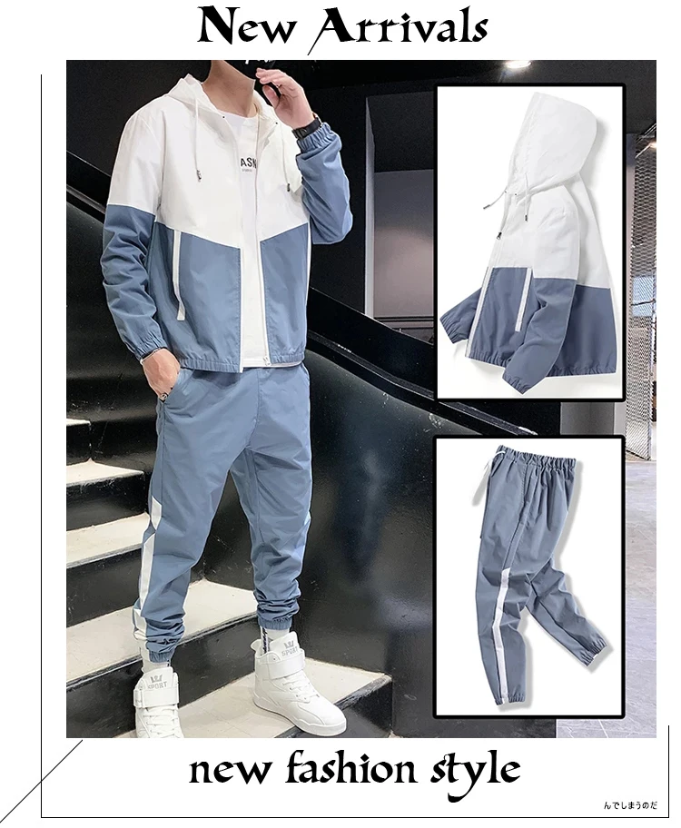 2025 Men Tracksuit Casual Joggers Hooded Sportswear Jackets And Pants 2 Piece Sets Hip Hop Running Sports Suit - Image 9