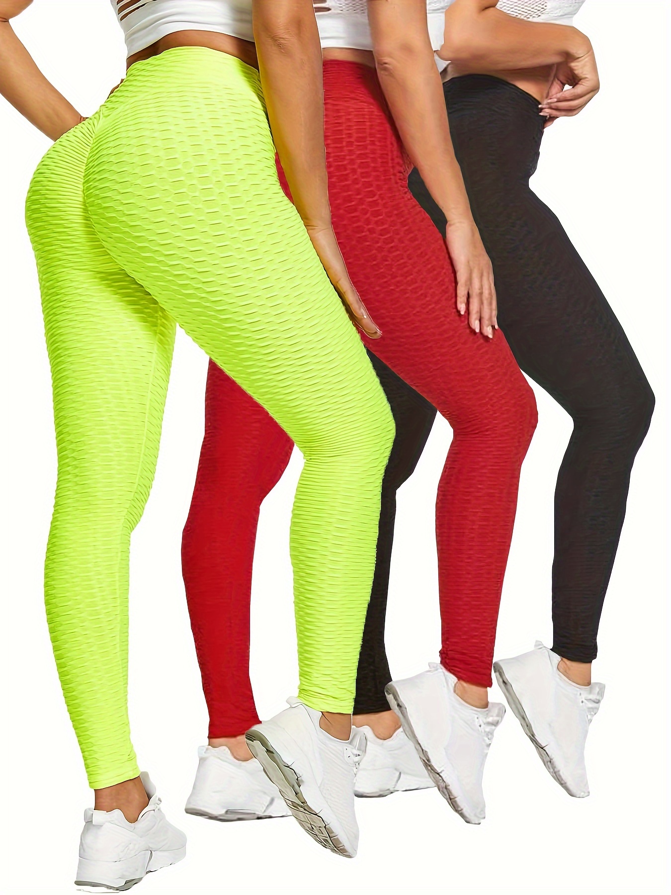 3pcs Women's High-Waisted Yoga Leggings - Tummy Control Butt-Lifting Workout Pants with Medium Compression, Breathable Fabric, Machine Washable, Solid Colors (Light Grey/Black/White) for Gym, Running, Spring Summer Fall, Fitness Apparel | Crotchless Yoga - Image 3