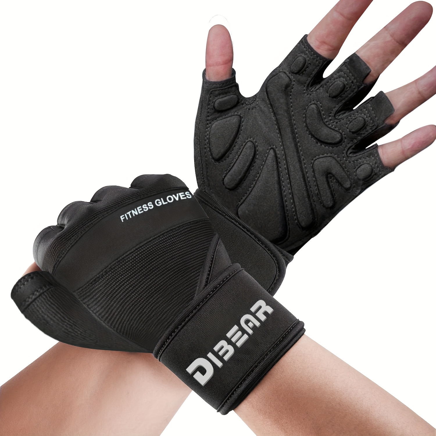 Unisex Fitness Training Gloves - Half Finger Design with Wrist Support, Microfiber Material for Gym, Weightlifting, Dumbbells & Bells - Indoor & Outdoor Sports Gloves, Black, Workout Accessories, Sleek Sports Design, Durable Sports Gloves - Image 10