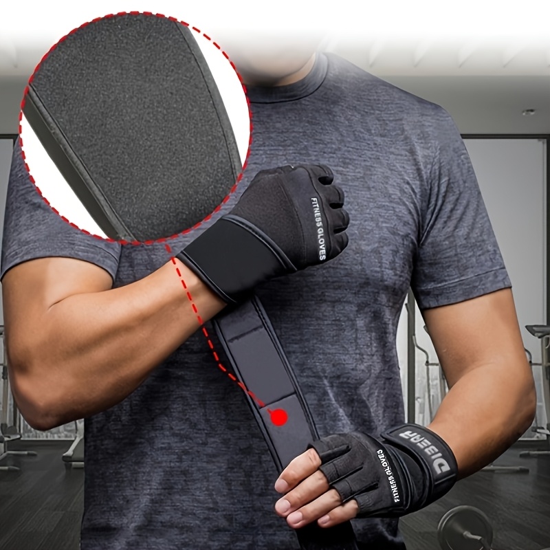Unisex Fitness Training Gloves - Half Finger Design with Wrist Support, Microfiber Material for Gym, Weightlifting, Dumbbells & Bells - Indoor & Outdoor Sports Gloves, Black, Workout Accessories, Sleek Sports Design, Durable Sports Gloves - Image 11