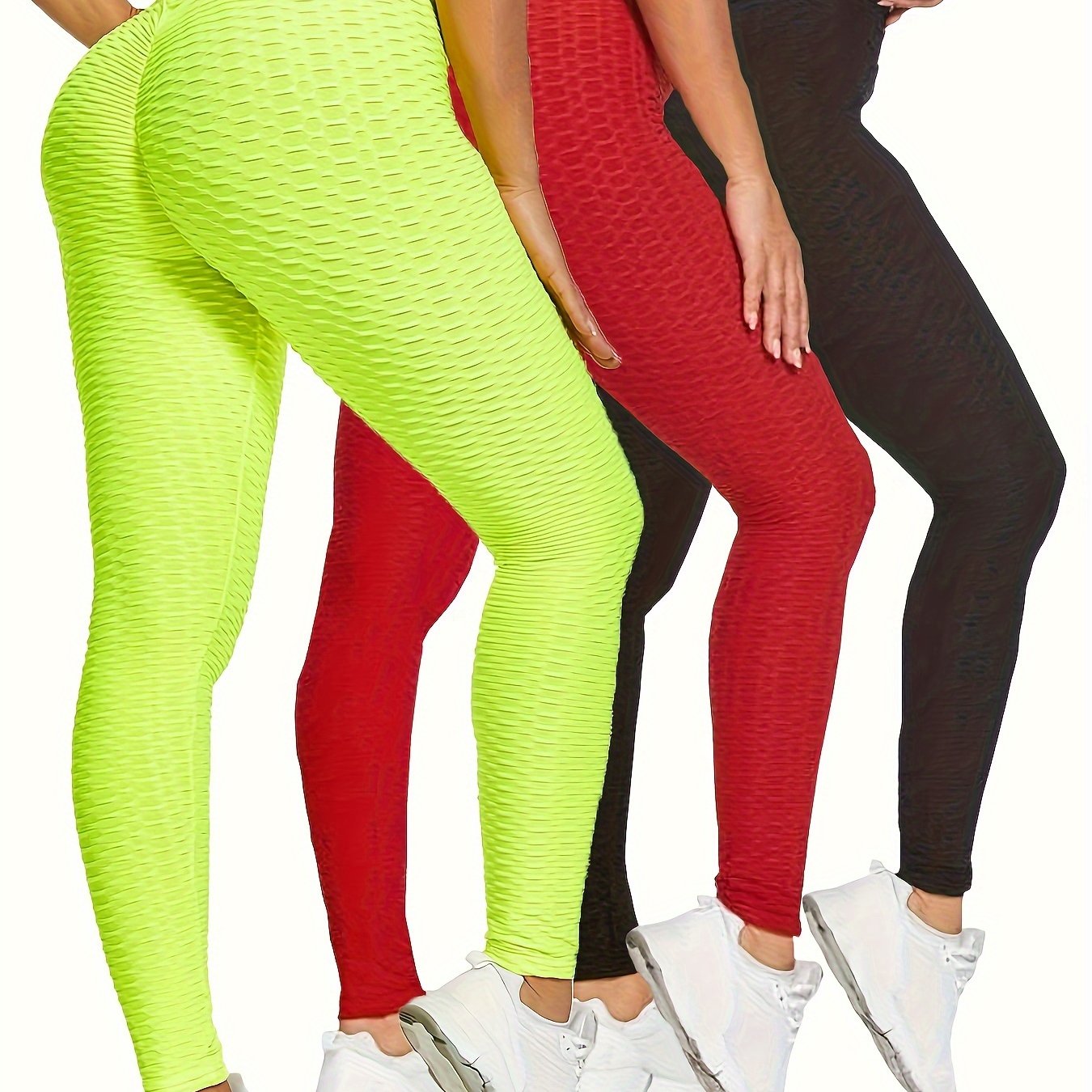 3pcs Women's High-Waisted Yoga Leggings - Tummy Control Butt-Lifting Workout Pants with Medium Compression, Breathable Fabric, Machine Washable, Solid Colors (Light Grey/Black/White) for Gym, Running, Spring Summer Fall, Fitness Apparel | Crotchless Yoga - Image 17