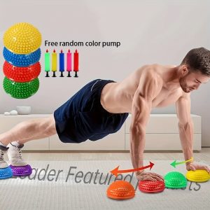 4-Pack Non-Slip PVC Balance Balls with Air Pump - Multi-Color Stability Balls for Yoga, Pilates, Gym & Tactile Relax | Foot Massage, Sensory Play & Balance Training | Ideal for Fitness, Easter, Mother’s Day Gifts, Pilates Accessories | Textured Grip Enhan