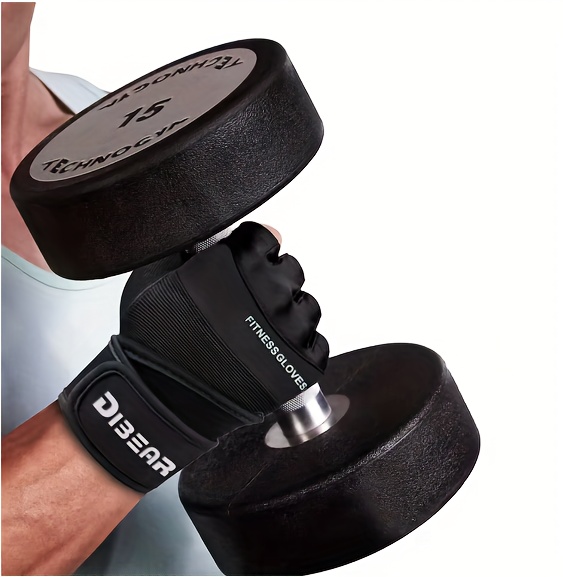 Unisex Fitness Training Gloves - Half Finger Design with Wrist Support, Microfiber Material for Gym, Weightlifting, Dumbbells & Bells - Indoor & Outdoor Sports Gloves, Black, Workout Accessories, Sleek Sports Design, Durable Sports Gloves - Image 9