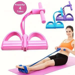 Stackable Light Tension EVA Resistance Bands Set - 1pc 4 Tubes Exercise Loops for Full Body Workout, Abdominal Trainer, Rowing & Fitness Equipment - Available in Blue, Purple, Pink, Workout Accessories, Elastic Fitness Bands, Single Packaging