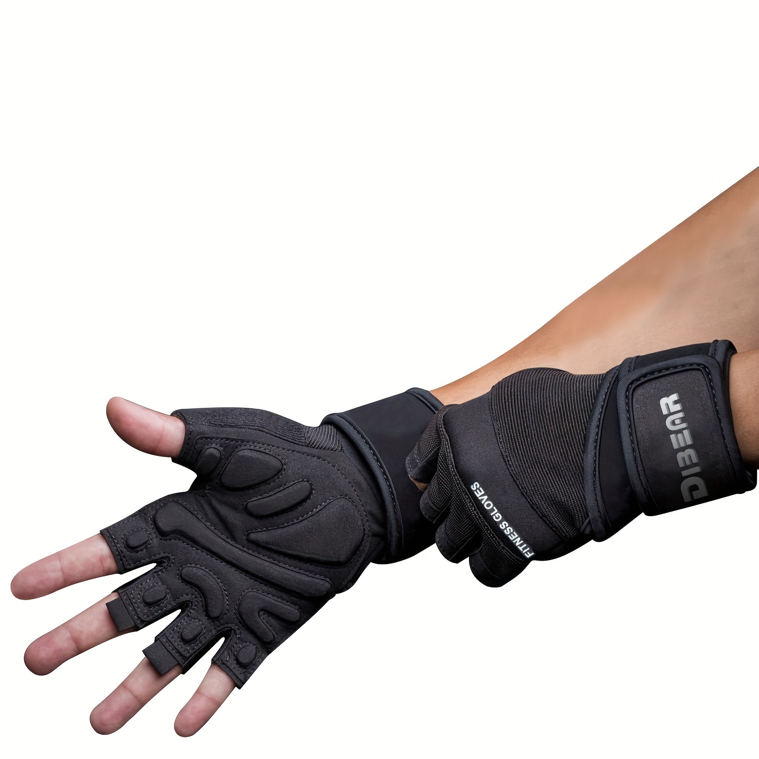 Unisex Fitness Training Gloves - Half Finger Design with Wrist Support, Microfiber Material for Gym, Weightlifting, Dumbbells & Bells - Indoor & Outdoor Sports Gloves, Black, Workout Accessories, Sleek Sports Design, Durable Sports Gloves - Image 12