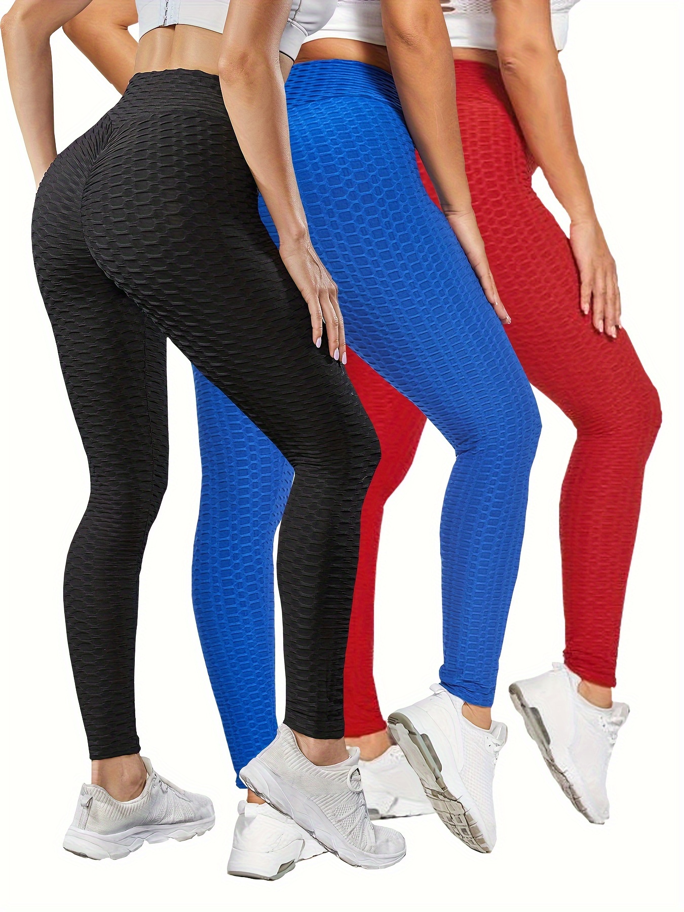 3pcs Women's High-Waisted Yoga Leggings - Tummy Control Butt-Lifting Workout Pants with Medium Compression, Breathable Fabric, Machine Washable, Solid Colors (Light Grey/Black/White) for Gym, Running, Spring Summer Fall, Fitness Apparel | Crotchless Yoga