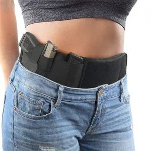 Tactical Pistol Holster Right Hand Elastic Belt Band Gun Holster Concealed Carry Waistband Gun Holster Outdoor Hunting Universal