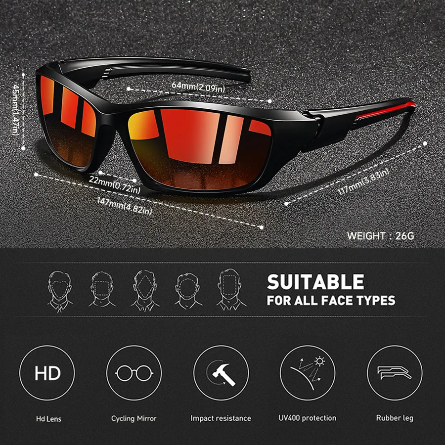 5 Pieces Fashion Vintage Fishing Cycling Sports Sunglasses Men Women Running Mountaineering Sport Man Sun Glasses UV400 Eyewear - Image 4