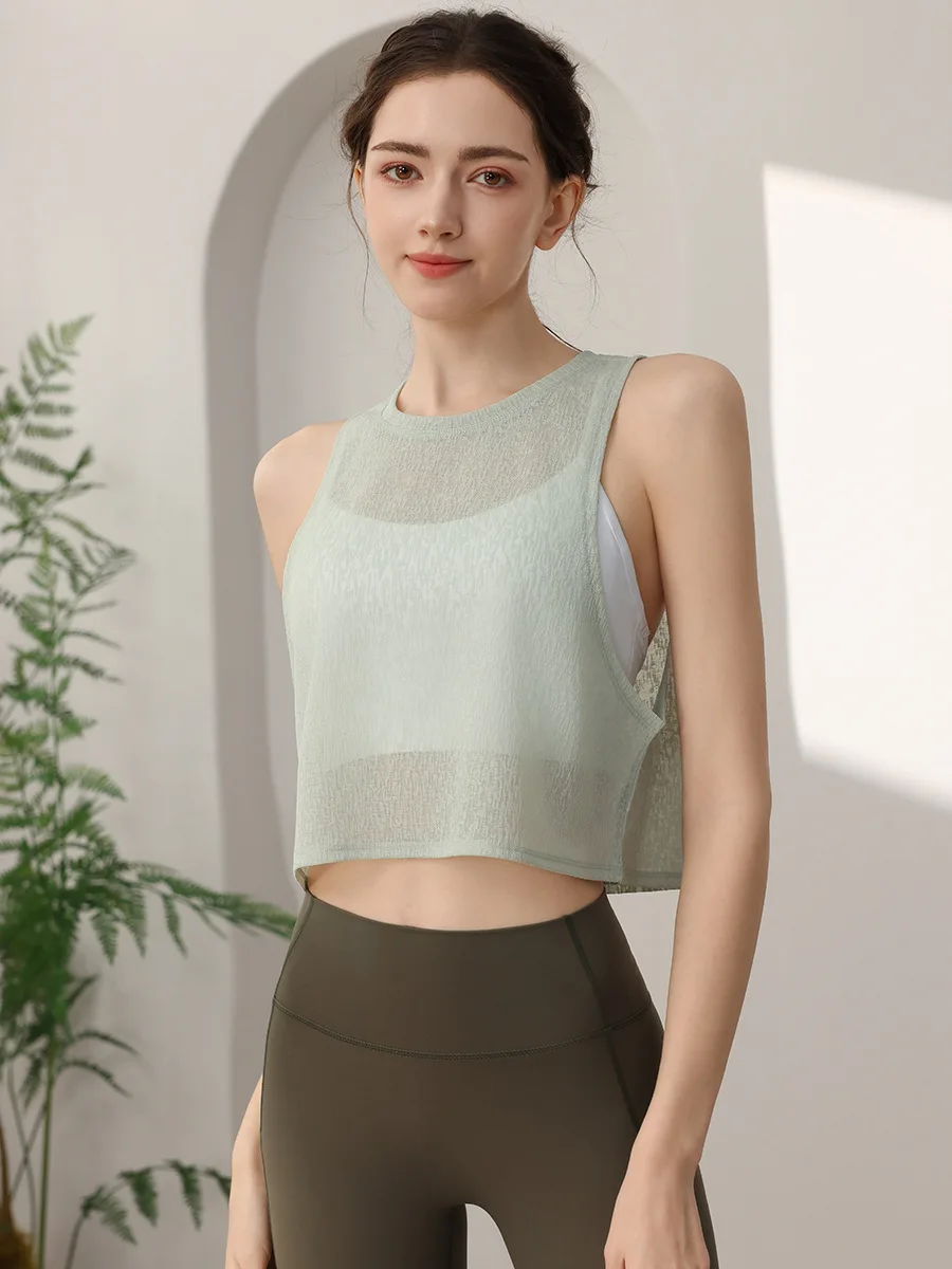 Sports Vest, Women's Chiffon Breathable Loose Running Sleeveless Cover Up, Fitness Suit Top, Summer - Image 9