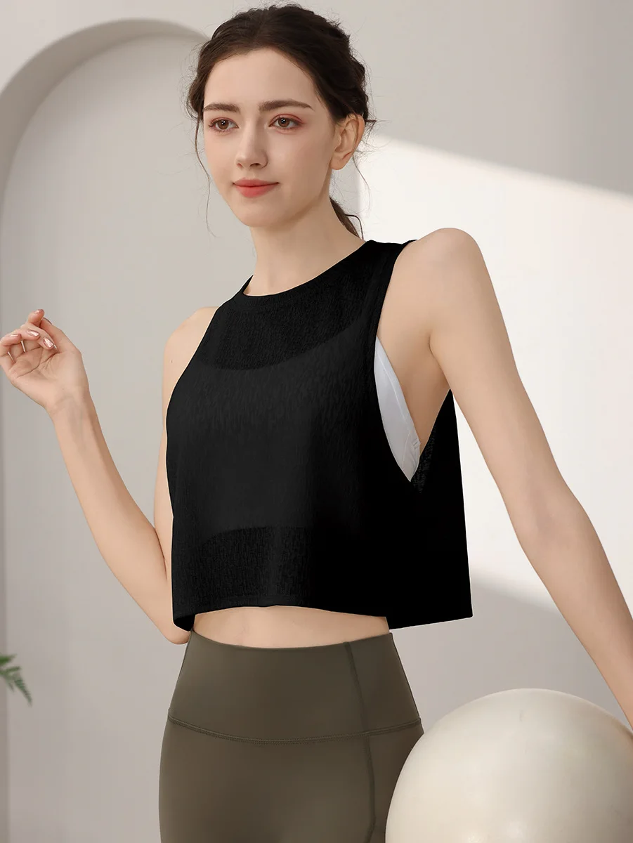 Sports Vest, Women's Chiffon Breathable Loose Running Sleeveless Cover Up, Fitness Suit Top, Summer - Image 7