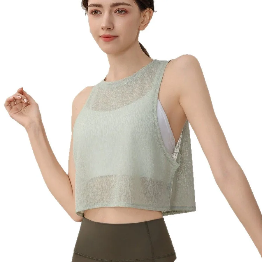 Sports Vest, Women's Chiffon Breathable Loose Running Sleeveless Cover Up, Fitness Suit Top, Summer - Image 6