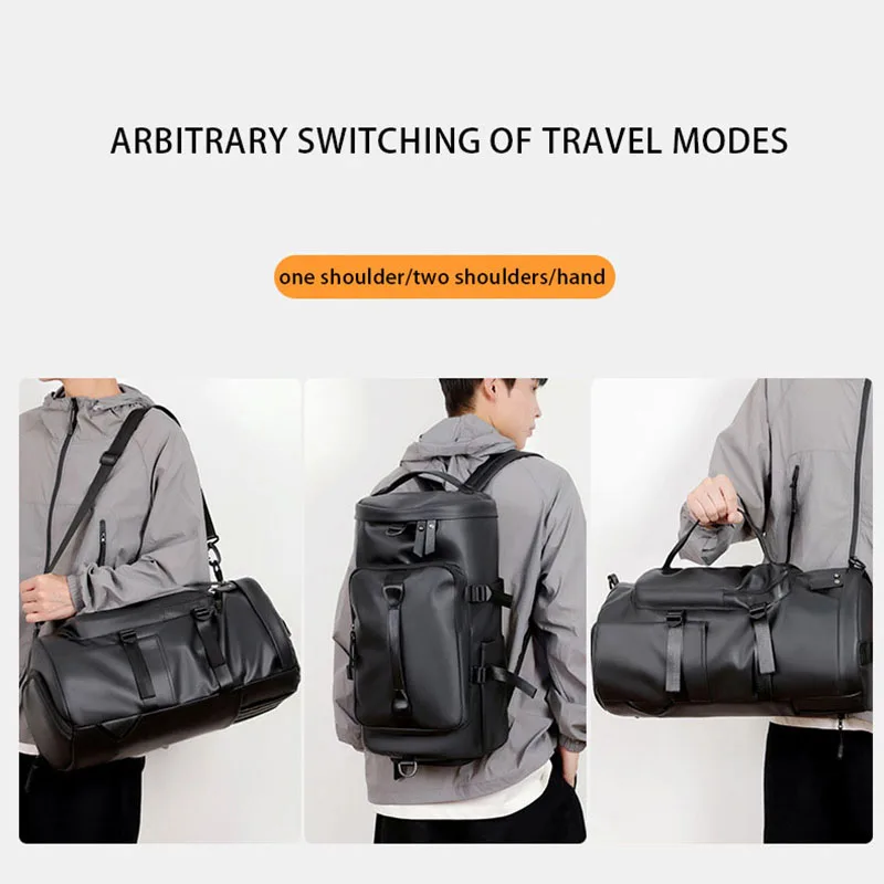 Sports Backpack, Large-Capacity Cylindrical Gym Bag, Unisex Training Bag, Dry and Wet Separation Handbag, Multi-Purpose Water-Repellent Travel Bag, Single Shoulder Crossbody Bag - Image 4