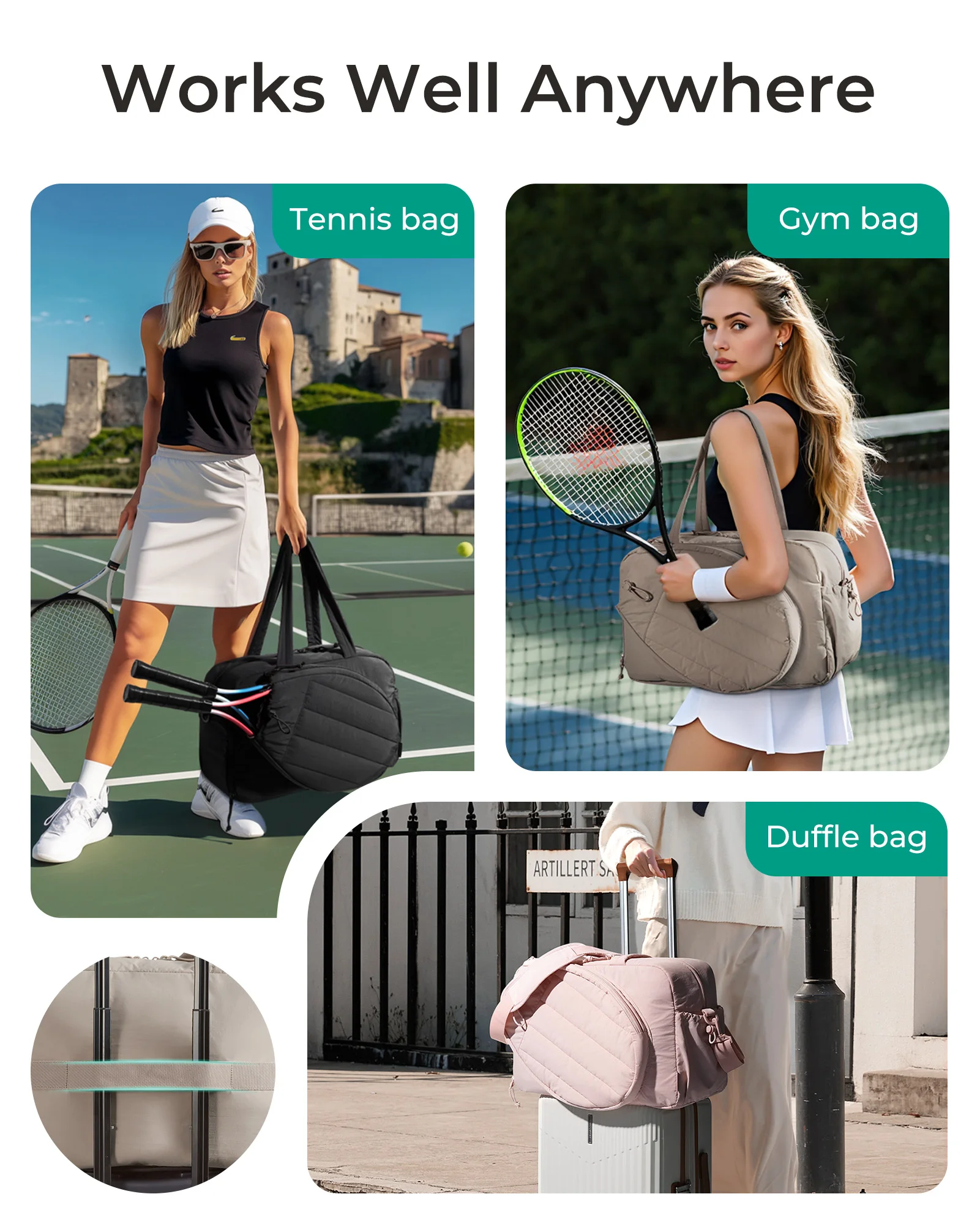 BAGSMART Sport Bag For Tennis Sports Gym Duffle Bags with Shoe Compartment Wet Pocket Overnight Weekend Travel Bag - Image 6