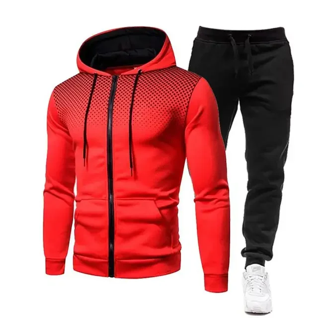 New Winter Men's Set Printed Hoodie Set Wool Zipper Sweatshirt Casual Sports Pants Men's Sports Set - Image 14