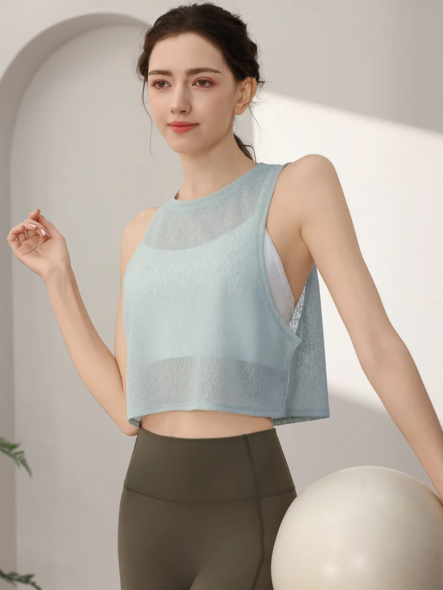 Sports Vest, Women's Chiffon Breathable Loose Running Sleeveless Cover Up, Fitness Suit Top, Summer - Image 8
