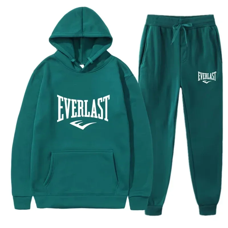 Mens Sportswear Set Gym Clothing Running Suit Autumn Winter Hoodie and Jogger Pants Two Piece Tracksuit for Training Workout Str - Image 2