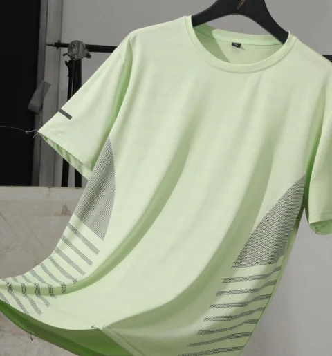 Running T-shirt Men Summer Ice Silk Thin Top Reflective Printing Quick Dry Short Sleeve Breathable Fitness Sports T-shirt 5XL - Image 8