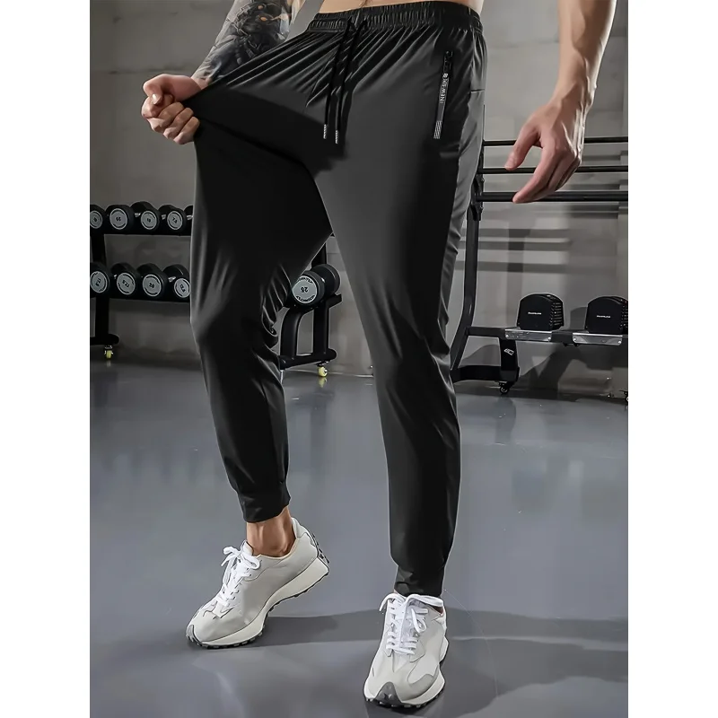 Man Pants Fishing Soft Sweatpants Football Men's Elastic Ice Silk Sports Trousers Baggy Jogging Riding Running Gym sweatpants