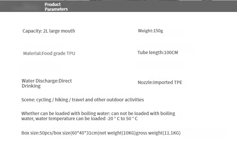 Water Bladder Hydration Backpack 2L Large Capacity EVA Water Bags Reservoir For Running Cycling Hydration Water Storage Bag - Image 16