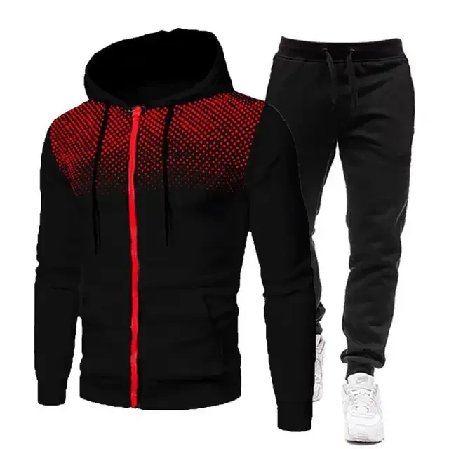 New Winter Men's Set Printed Hoodie Set Wool Zipper Sweatshirt Casual Sports Pants Men's Sports Set - Image 16