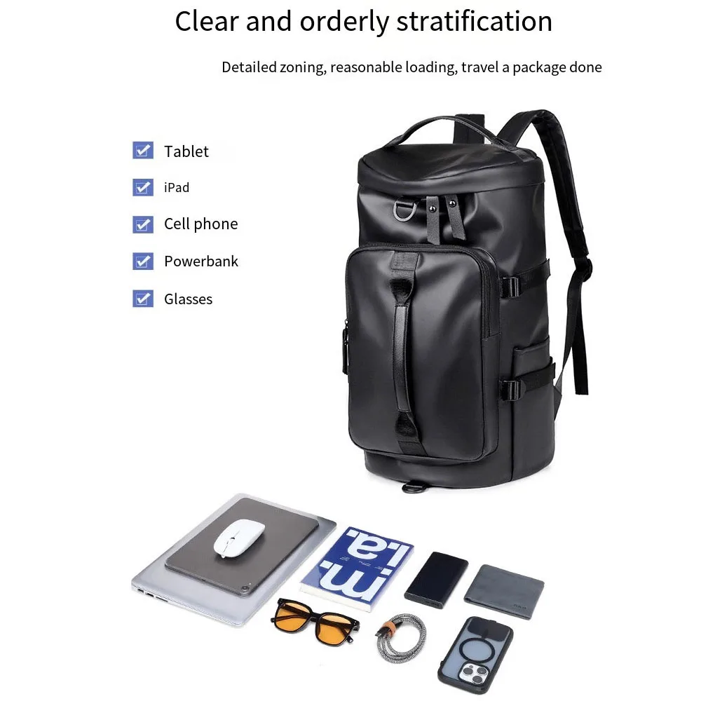 Sports Backpack, Large-Capacity Cylindrical Gym Bag, Unisex Training Bag, Dry and Wet Separation Handbag, Multi-Purpose Water-Repellent Travel Bag, Single Shoulder Crossbody Bag - Image 5
