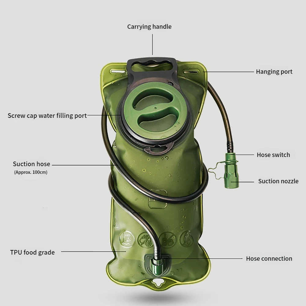 Water Bladder Hydration Backpack 2L Large Capacity EVA Water Bags Reservoir For Running Cycling Hydration Water Storage Bag - Image 4