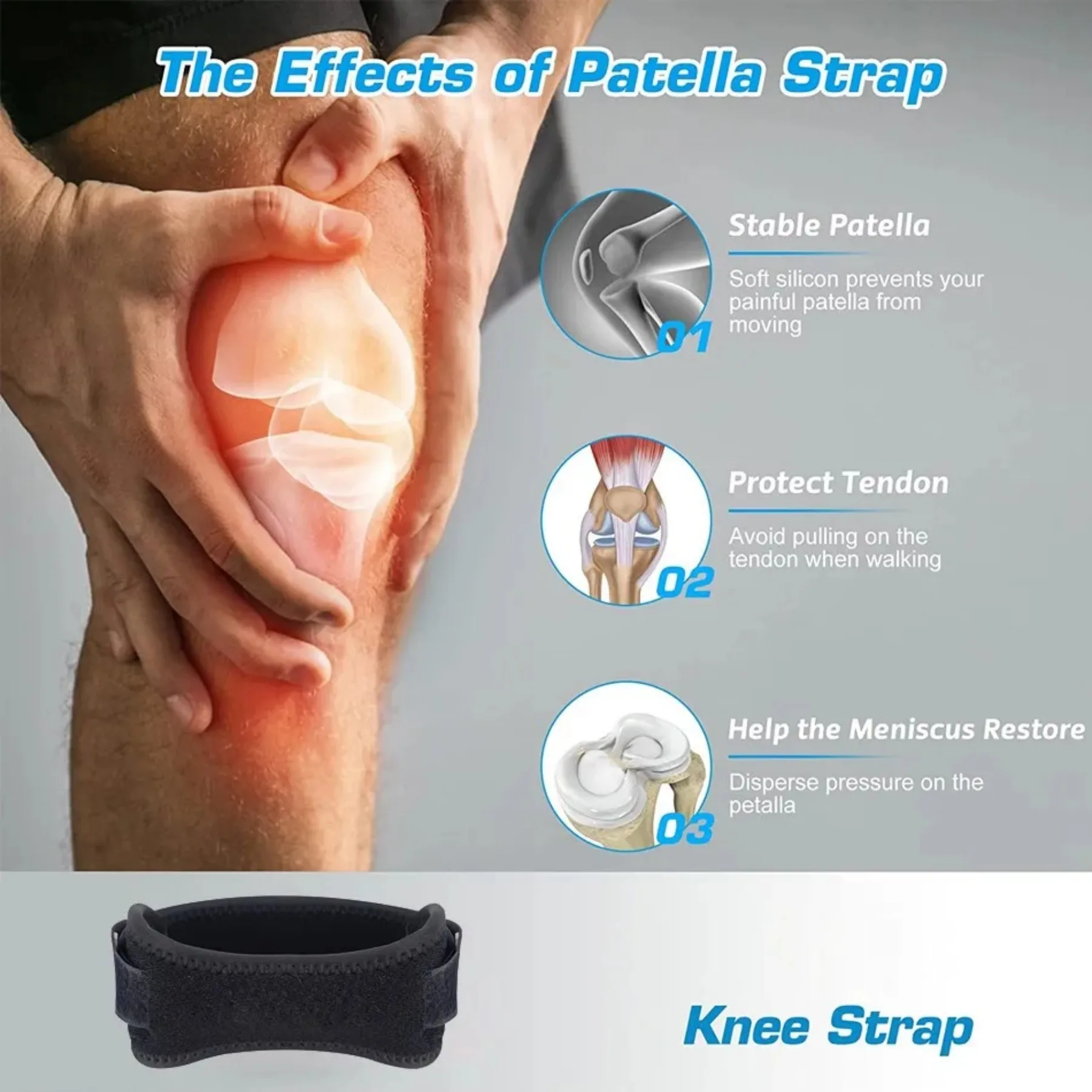 Sports Patella Brace Adjustable Strap EVA Kneepads Knee Support Pad Protective Gear Basketball Volleyball Protector - Image 4