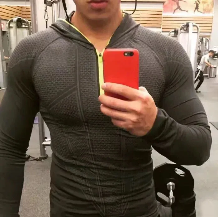 Gym Zipper Hoodie 1.0 Fitness Long Sleeve Men's Autumn/winter Classic Super Hero Cycling Running Speed Dry Hoodie Long T-shirt - Image 15