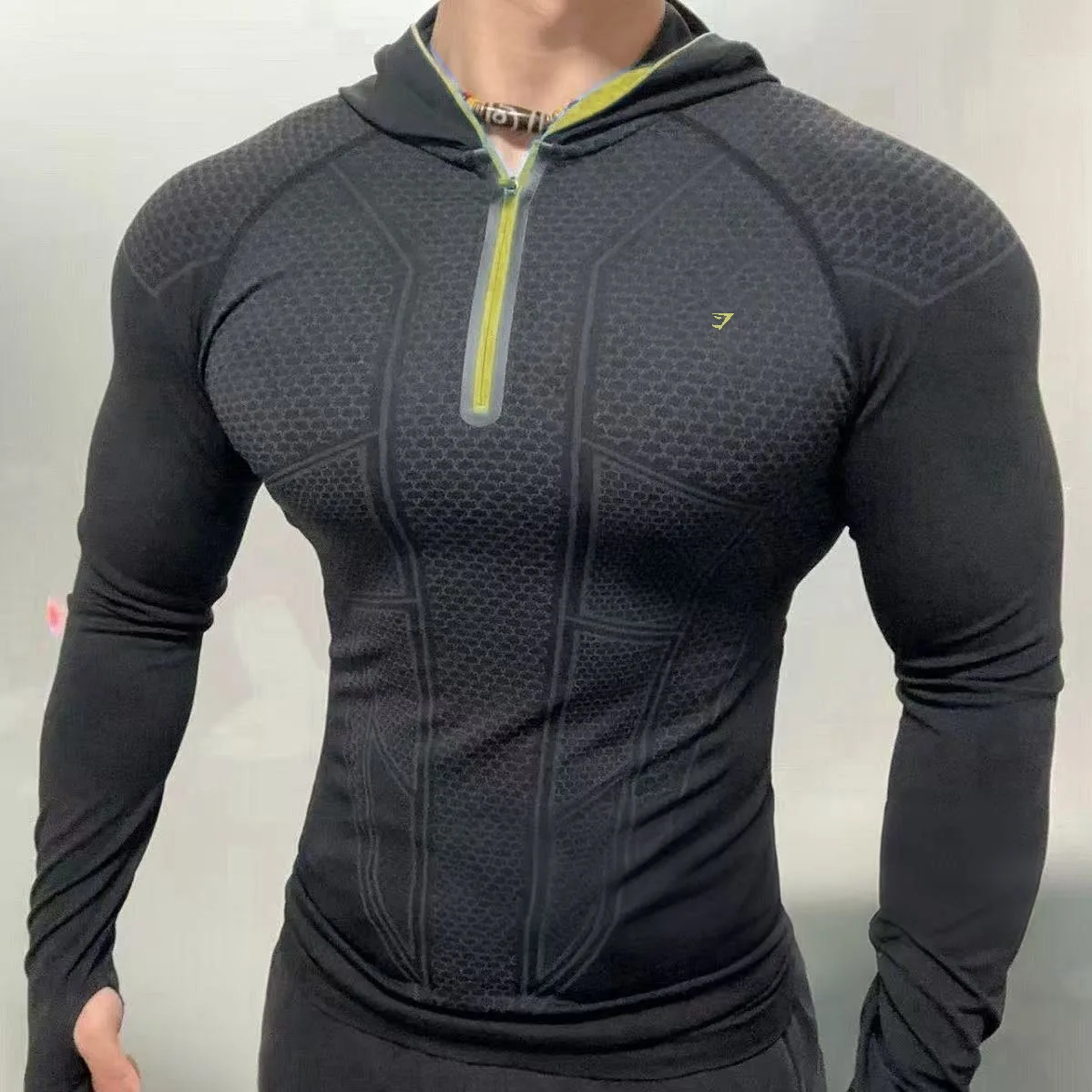 Gym Zipper Hoodie 1.0 Fitness Long Sleeve Men's Autumn/winter Classic Super Hero Cycling Running Speed Dry Hoodie Long T-shirt - Image 10