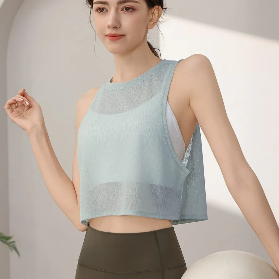 Sports Vest, Women's Chiffon Breathable Loose Running Sleeveless Cover Up, Fitness Suit Top, Summer - Image 4