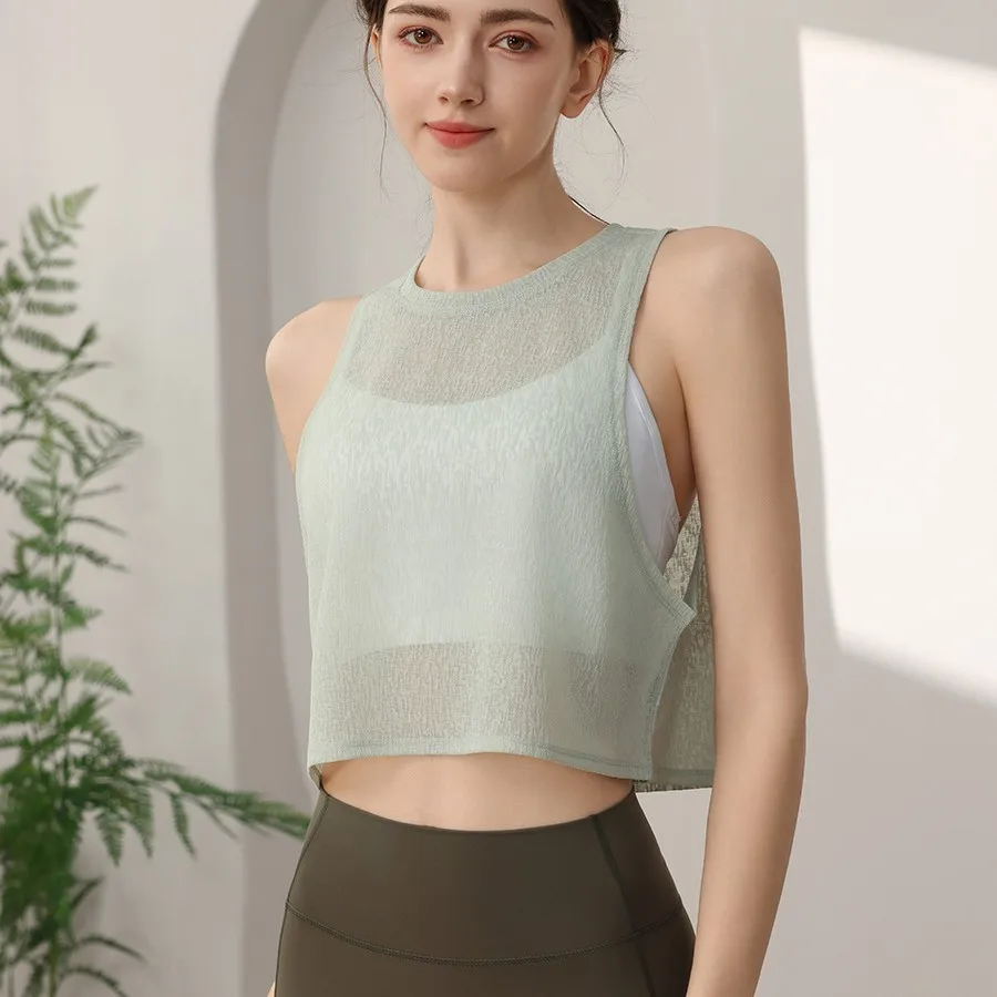 Sports Vest, Women's Chiffon Breathable Loose Running Sleeveless Cover Up, Fitness Suit Top, Summer - Image 2