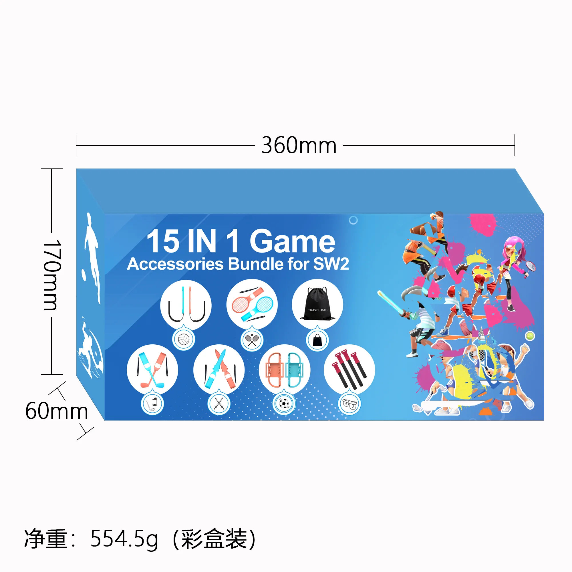 Sports Accessories Set S225 for Switch 2,15 in 1 Family Accessories Kit for Switch 2 Sports Games:Tennis Rackets,Sword Grips,Etc - Image 25
