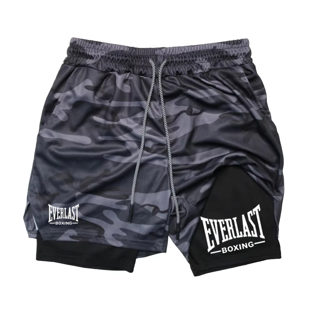 Men's compression gym shorts, EVERLAST printed sports pants, double layered, quick drying, basketball, muscle, fitness RL0365 - Image 8