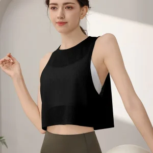 Sports Vest, Women's Chiffon Breathable Loose Running Sleeveless Cover Up, Fitness Suit Top, Summer