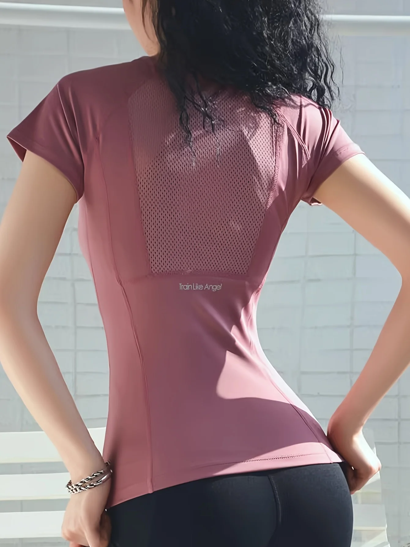 Sports T-shirt women summer breathable sexy beauty back fitness wear quick dry running training short sleeve yoga top - Image 3