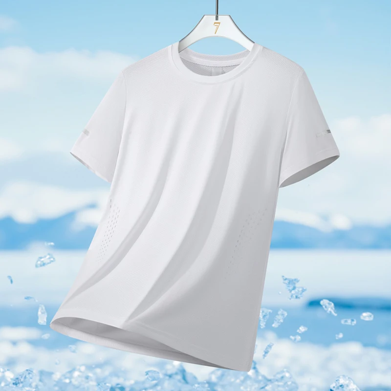 Running T-shirt Men Summer Ice Silk Thin Top Reflective Printing Quick Dry Short Sleeve Breathable Fitness Sports T-shirt 5XL - Image 11