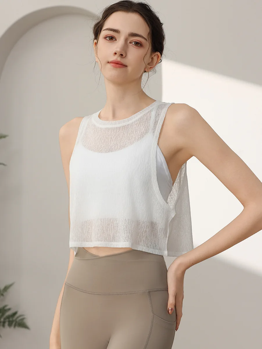 Sports Vest, Women's Chiffon Breathable Loose Running Sleeveless Cover Up, Fitness Suit Top, Summer - Image 10